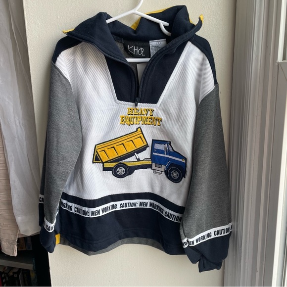 VTG Y2K NWT BOYS DUMP TRUCK GRAPHIC PULLOVER SHIRT SIZE 7 DEADSTOCK - Picture 1 of 5